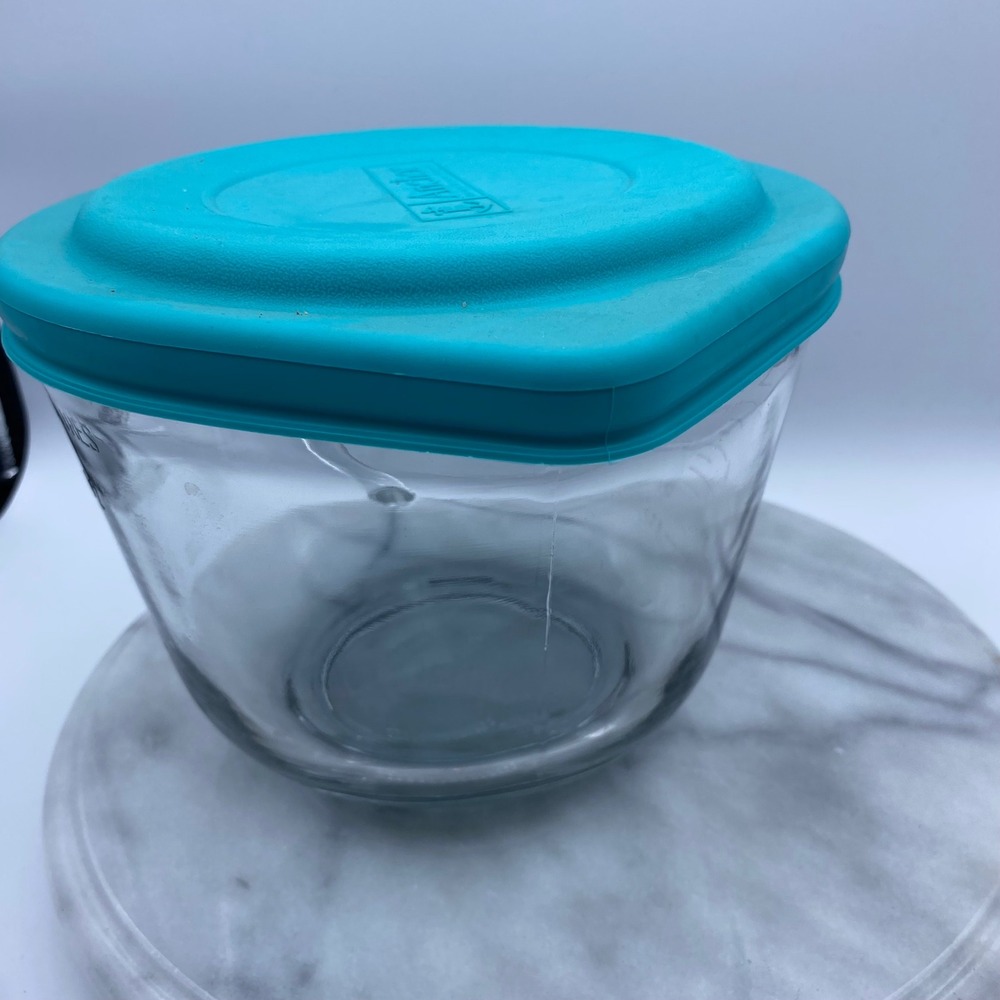 Anchor Hocking 2 Quart Glass Batter Bowl with Teal Silicone Lid Clear 8 Cup 2L - Picture 9 of 10